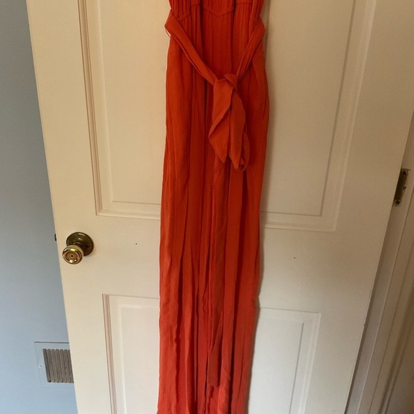 Sundance Sahara Jumpsuit Orange Halter Tie Waist Wide Leg Size XL NWT Boho - Picture 9 of 14